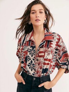 Free People Golden Nile Utility Jacket Smocked Back Size M